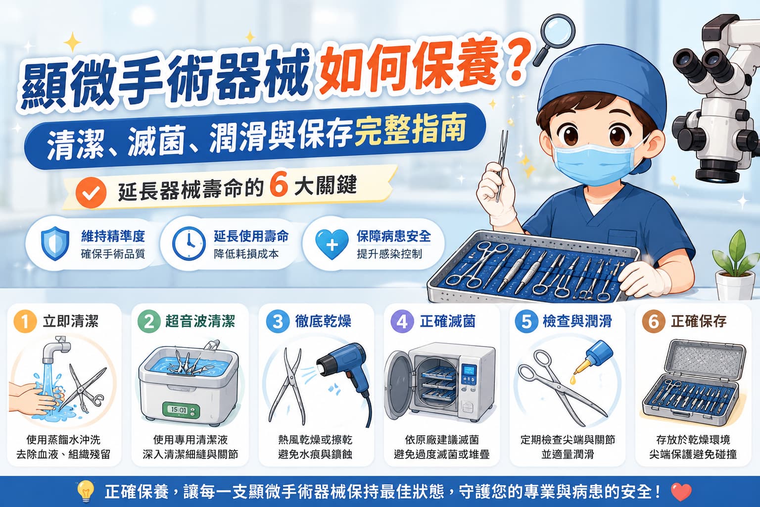 顯微手術器械如何保養?清潔、滅菌、潤滑與保存完整指南